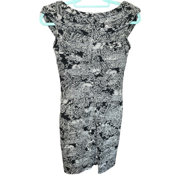 Adriana Papell Gray Black Paisley Bodycon Lowcut Sexy Stretchy Date‎ Night Dress - Picture 8 of 10